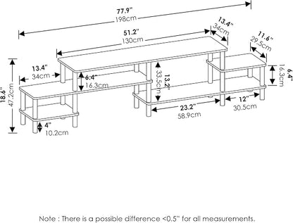 Furinno TURN-N-TUBE TV Stand, 3-Tier Open Design Entertainment Center, Open Shelf TV Console for TV up to 55 Inch, Toolless Assembly, for Living Room, Bedroom, Espresso
