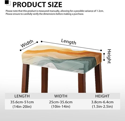 Bar Stool Seat Covers - Pastel Amber Colors, Rectangle 2 Pack Stretchy Vanity Chair Slipcover, Washable Soft Stool Cover