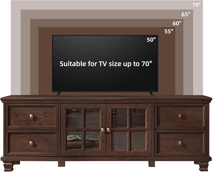 SAVOR LIFE Farmhouse TV Stand and Coffee Table Set 4, Rustic Wood Living Room Table Set with TV Console, Center Table, End Table Set of 2 for Living Room, Walnut