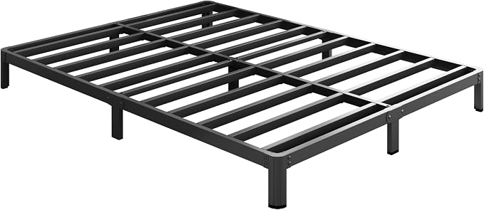 Yicensen 8 Inch Queen Bed Frame Rounded Corner No Box Spring Needed, Heavy Duty Metal Queen Size Platform Bed Frame, Easy Assembly, Noise Free, Black