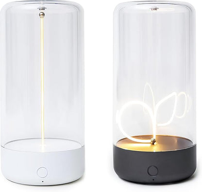 AUGE LIGHT Mini Minimalist Table Lamp Cordless Lamp Rechargeable Table Lamp Portable Nightstand Lamps Desk Lamps for Home Office Mood Lighting for Desk Decor Beside 2 Packs (Gray+White)