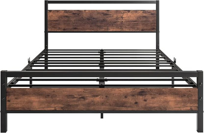 BOFENG Full Size Bed Frame with Wood Headboard,Heavy Duty Platform Bed Frame Full with Storage No Box Spring Needed,Reinforced Steel Slats Support,Mattress Foundation,Rustic Brown