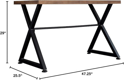 Computer Desk Contemporary Industrial Table for Home Office and Hallway, Black Wood Top with Metal Legs, Sturdy Hardwood Construction, 30" H x 47.2" W x 23.6" D, Some Assembly Required
