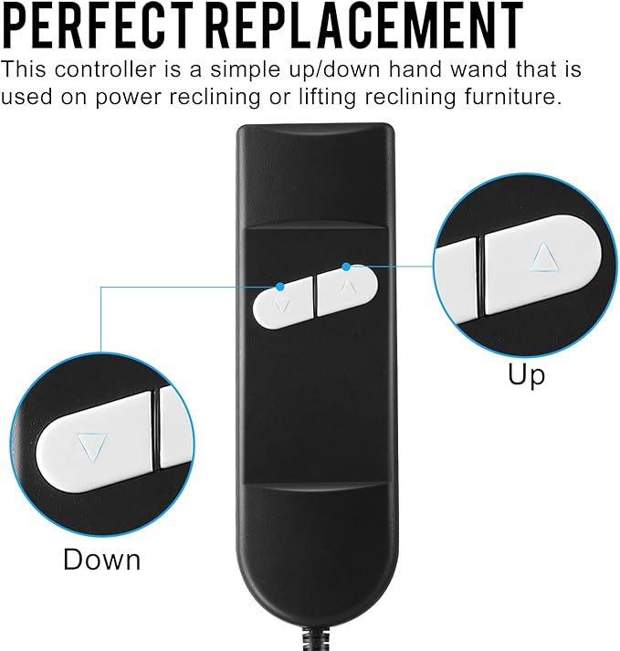 Enmja Lift Chair or Power Recliner Hand Control, 2 Button 5 pin Universal Lift Chair Remote Replacement for Okin Lazboy Action Limoss Pride Catnapper