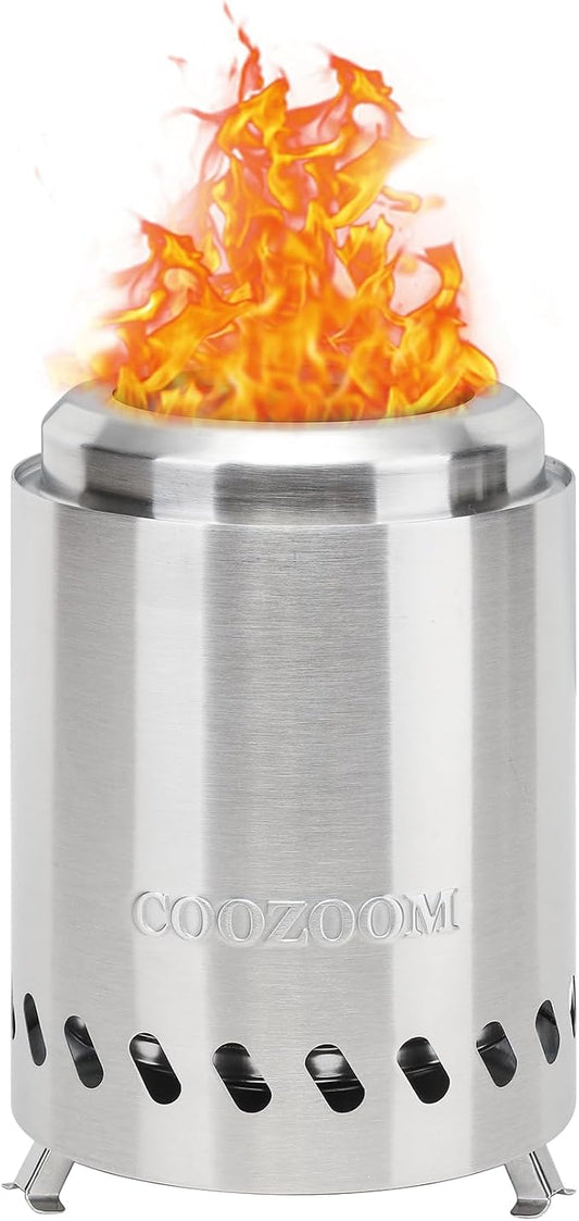 Portable Table Top Fire Pit with Stand, 5.5" Stainless Steel Mini Outdoor Low Smoke Burning Tabletop Firepit Fueled by Pellets or Wood, for Outside Camping