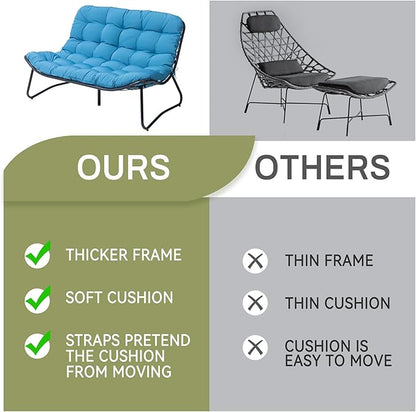 Crestlive Products Outdoor Loveseat, 2-Seat Sofa with Soft Cushion, All-Weather Outdoor Couch Patio Furniture for Balcony, Poolside, Backyard, Porch (Blue)
