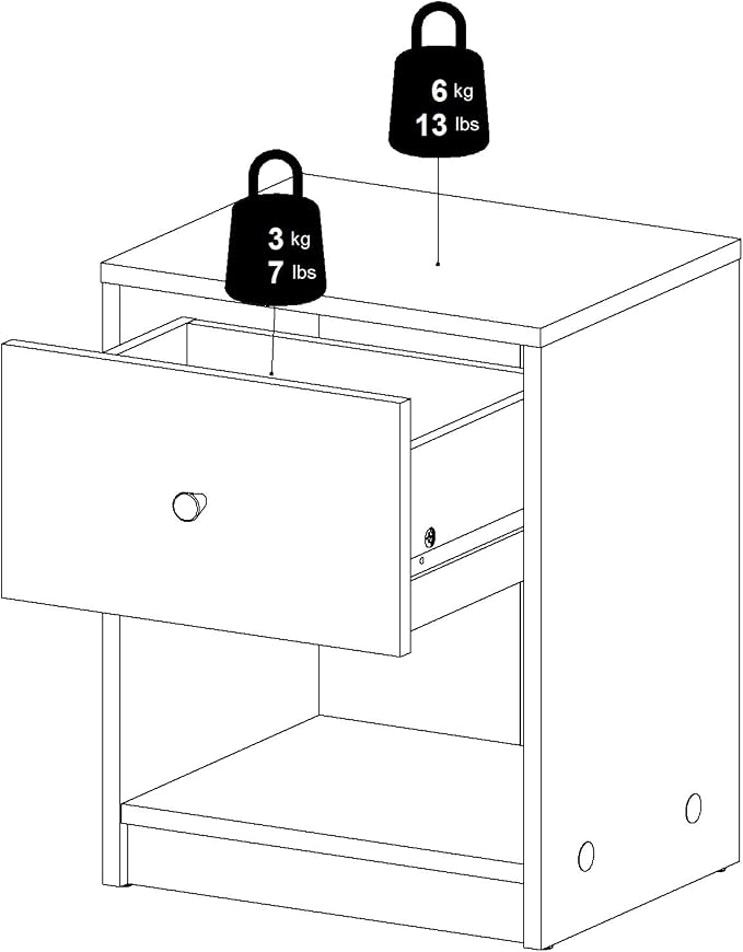 Tvilum Portland Black 3-Piece Bedroom Set - 6 Drawer Double Dresser and Nightstand Set of 2