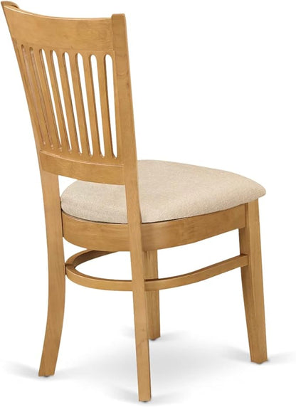 East West Furniture VAC-OAK-C Vancouver Dining Chairs - Linen Fabric Upholstered Wood Chairs, Set of 2, Oak