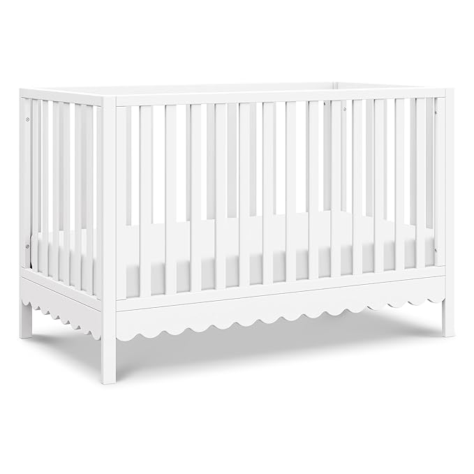 Davinci Sammy Scallop 4-in-1 Convertible Baby Crib, White | GREENGUARD Gold Certified, Converts to Toddler Bed & Daybed & Full-Size Bed, 4 Adjustable Mattress Heights - Easy to Assemble