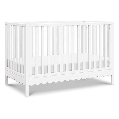 Davinci Sammy Scallop 4-in-1 Convertible Baby Crib, White | GREENGUARD Gold Certified, Converts to Toddler Bed & Daybed & Full-Size Bed, 4 Adjustable Mattress Heights - Easy to Assemble