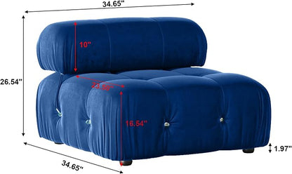 Modular Sectional Sofa, Velvet Couch, Middle seat, Blue