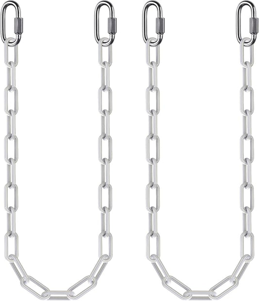 2Pcs 40" Heavy Duty Hanging Chain with Carabiners Swing Chain Extension with Hooks Hammock Chains Extender 1000 LBs Capacity White Coated Chains for Hanging Chair, Hammock Stand, Egg Chairs