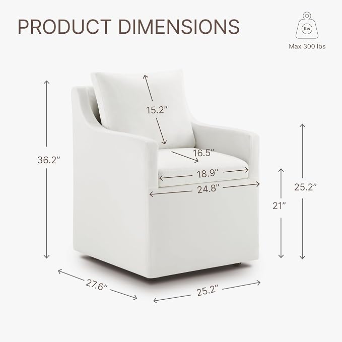 KISLOT Upholstered Dining Chairs Set of 4, Washable Cover Modren Deskchair with 4 Casters & Hidden Storage for Dining Room, Living Room, Home Office, Cream, 4 Box