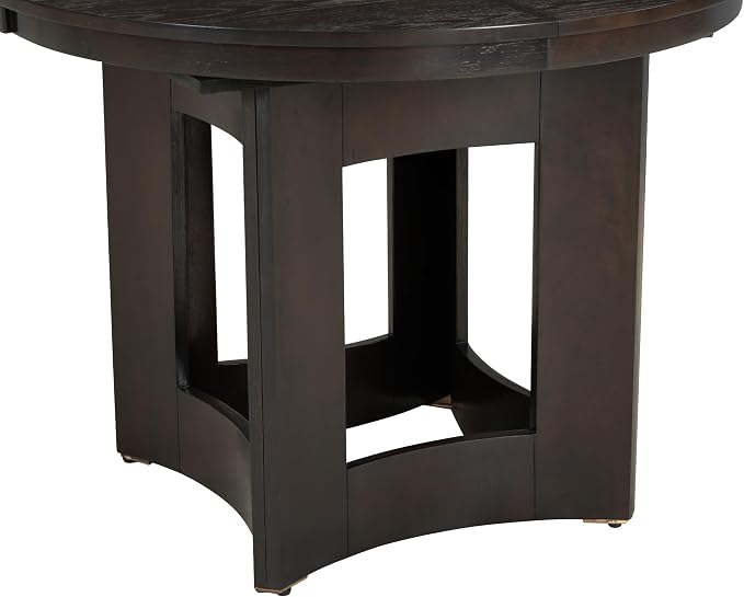 LUMISOL Round Dining Table for 4-6 People, 41"-57" Extendable Kitchen Table with 16" Removable Leaf for Small Places, Kitchen, Dining Room, Espresso