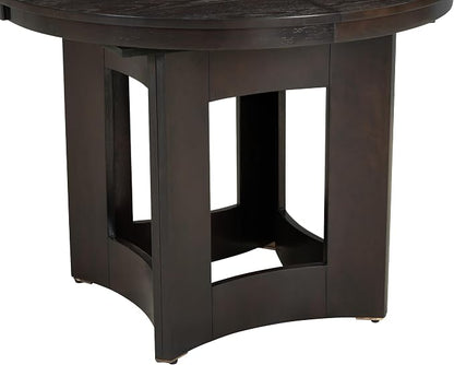 LUMISOL Round Dining Table for 4-6 People, 41"-57" Extendable Kitchen Table with 16" Removable Leaf for Small Places, Kitchen, Dining Room, Espresso