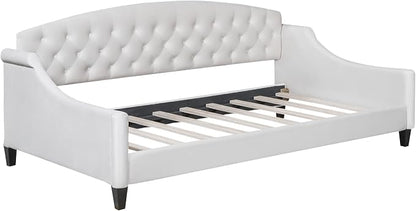 Ball & Cast Twin Size Daybed,Velvet Upholstered Day Bed Frame with Button Tufted Backrest,Modern Sofa Bed for Living Room, Bedroom,Guest Room,No Box Spring Needed,Beige
