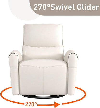 Bonzy Home Power Swivel Rocker Recliner Chair with USB Port, 23.2" Wide Seat, Fixed Lumbar Support, Upholstered Glider Chair for Nursery Living Room, Beige