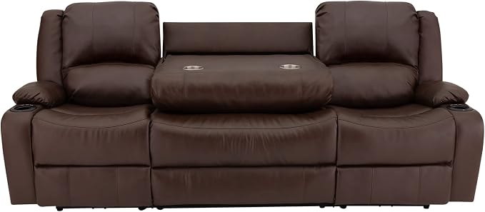 RecPro Charles 94" Powered Triple RV Wall Hugger Recliner | Drop Down Console | RV Furniture with Upgraded 2023 Fabric (Mahogany)