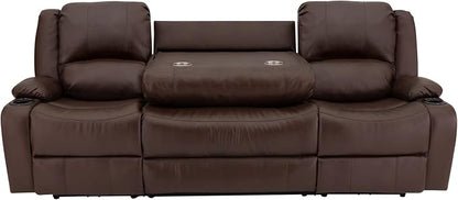 RecPro Charles 94" Powered Triple RV Wall Hugger Recliner | Drop Down Console | RV Furniture with Upgraded 2023 Fabric (Mahogany)