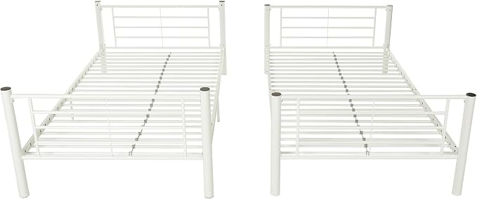 Walker Edison Elodie Urban Industrial Twin Over Twin Metal Bunk Bed, Twin Over Twin, White
