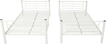 Walker Edison Elodie Urban Industrial Twin Over Twin Metal Bunk Bed, Twin Over Twin, White