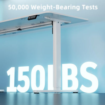 Shintenchi Standing Desk, 63x24 Inch Height Adjustable Electric Sit Stand up Desk, Ergonomic Rising Computer Table, Modern Lift Gaming Desk Workstation for Home Office, White