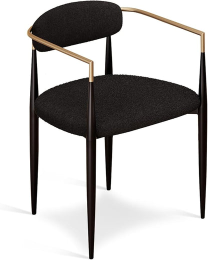 Morden Fort Modern Dining Table and Chairs Set for 4, 70" Black Dining Table with White Faux Marble Top and 4 Upholstered Chairs for Kitchen, Restaurant and Conference