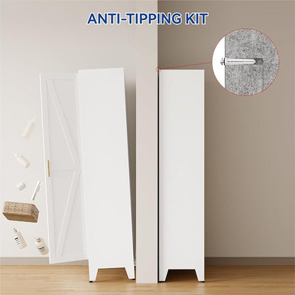 COFaR Metal Pantry Cabinet with Doors, Farmhouse 61'' Tall Storage Cabinet with 3 Adjustable Shelves, Kitchen Pantry Cabinet for Dinning Room, Laundry, Bathroom, Garage, White 4-Tier