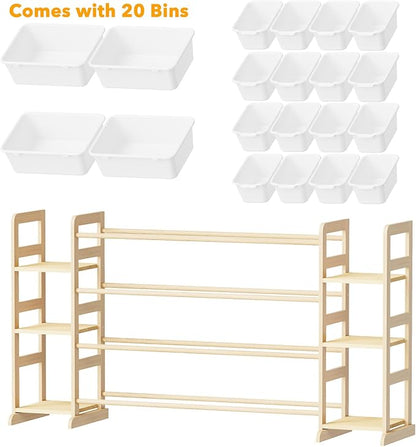 SpaceAid Toy Storage Organizer with 6 Shelves and 20 Bins, Toy Organizers Storage Bookshelf, Kids Bin Shelf Toys Box Bookcase for Bedroom Playroom Organization Room Decor, White
