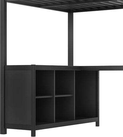 Bellemave Twin XL Size loft Bed with L Desk, Wardrobe, Metal Twin XL Loft Bed Frame for Adults, Kids, Teens, Black