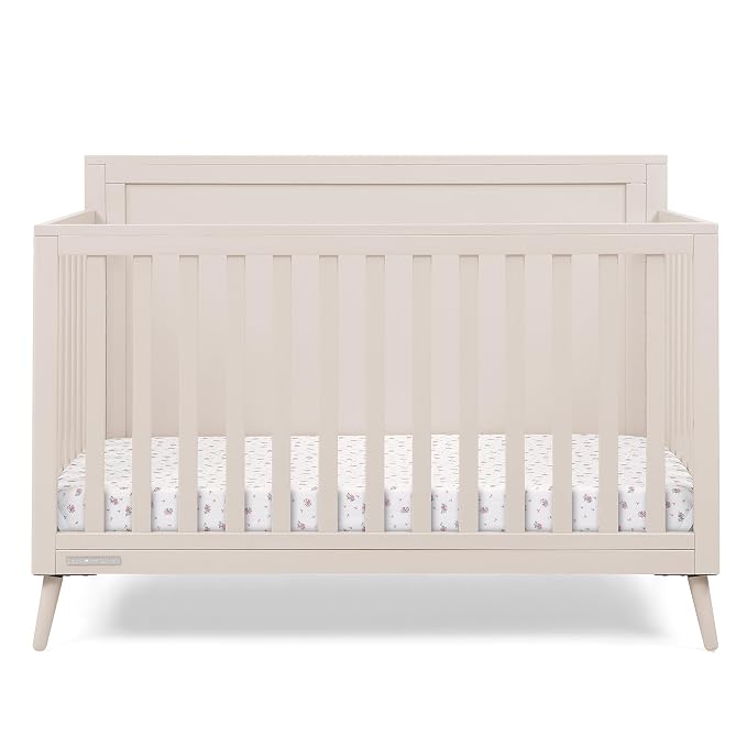 Delta Children Lola 6-in-1 Convertible Crib - Converts from Baby Crib to Toddler Bed, Daybed, Sofa Bed and Full-Size Bed with and Without Footboard, Fits Standard Full-Size Crib Mattress, Soft Beige