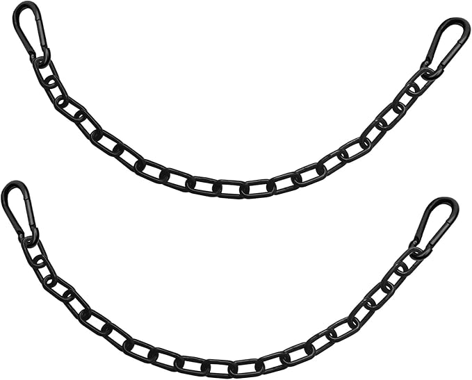 2Pcs 23 Inch Black Heavy Duty Hanging Chains with 4 Carabiners, Chair Hardware for Indoor Outdoor Playground Hanging Chair Hammock Punching Bags 800 LB Capacity (Black Metal Chain-23 Inch-2 Packs)