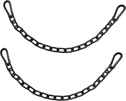 2Pcs 23 Inch Black Heavy Duty Hanging Chains with 4 Carabiners, Chair Hardware for Indoor Outdoor Playground Hanging Chair Hammock Punching Bags 800 LB Capacity (Black Metal Chain-23 Inch-2 Packs)