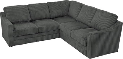 89 Inches Corduroy Sectional Sofa with High Density Sponge, Modern 5 Seats Corner Couch with Deep Seat, Comfy Modular L Shaped Couch with Comfortable Back Cushions for Living Room, Grey