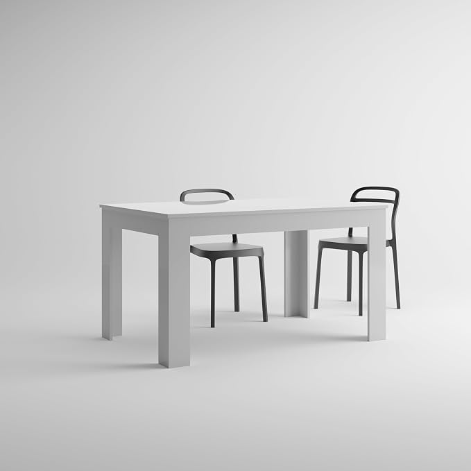 Mobili Fiver, Easy, Extendable Dining Table, 55.1(86.6) x35.4 in, High Gloss White, for 6-8 People, Expandable Dining Table for Kitchen, Italian Furniture