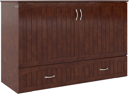 AFI, Southampton Murphy Bed Chest Queen with 6" Mattress, Storage Drawer & Built-in USB Charger, Walnut