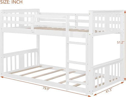 Merax Twin Over Twin Bunk Bed with Ladder, White