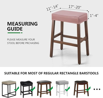 YISUN Stool Covers Rectangle - 4 Pack Stretch Oilproof Waterproof PU Bar Stool Covers Saddle Seat Counter Pub Vanity Chair Cover with Elastic Bands