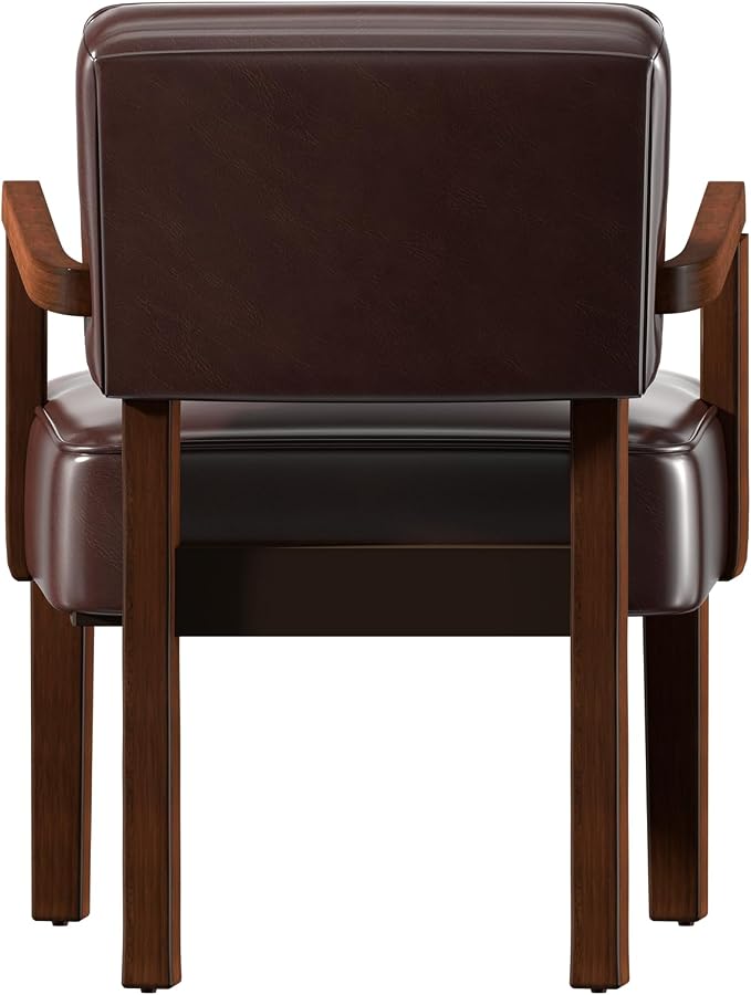 FAGAGA Accent Chair, PU Leather Living Room Chairs Oversized with Soft Seat and Armrests, Armchair for Bedroom, Dinning, Reading, Waiting Rooms (Leather Cherry)