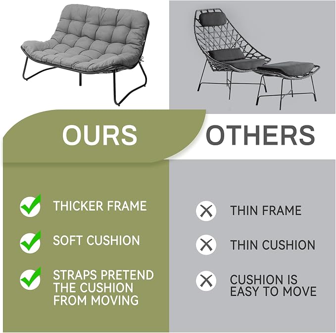 Crestlive Products Outdoor Loveseat, 2-Seat Sofa with Soft Cushion, All-Weather Outdoor Couch Patio Furniture for Balcony, Poolside, Backyard, Porch (Dark Gray)