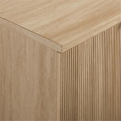 Walker Edison Reema Fluted 4-Door Kitchen Sideboard Buffet Console, 69 Inch, Coastal Oak