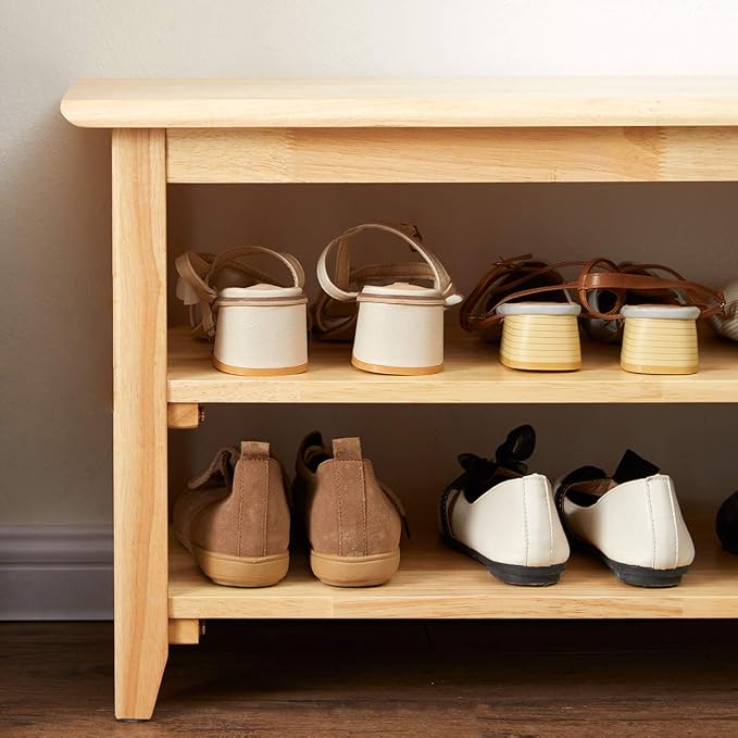 XKZG Shoe Rack Bench Wooden Shoe Storage Bench Simple Style Wood Entryway Bench (Natural,47.2")