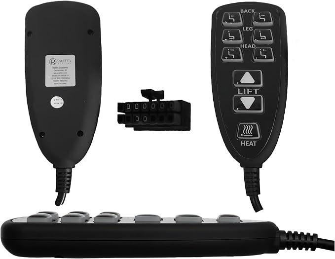 Recliner Remote Replacement for Raffel Systems HC HR3B 01 | 9 Button Hand Control with a Junction Box Combo for Raffel Systems Back,Leg,Headrest,Lift（open-close）and Heat