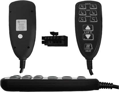 Recliner Remote Replacement for Raffel Systems HC HR3B 01 | 9 Button Hand Control with a Junction Box Combo for Raffel Systems Back,Leg,Headrest,Lift（open-close）and Heat