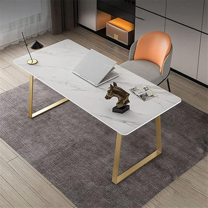 LAKIQ Modern Stone Writing Desk Home Office Working Table Desktop Computer Desk Home Writing Table-Table Only(Black,51.2" L x 27.6" W x 29.5" H)