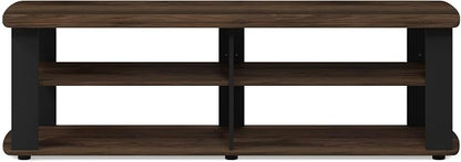 Furinno Nelly TV Stand, 3-Tier Entertainment Center with Open Shelves Storage, TV Console for TV up to 50 Inch, Soft Edges, for Living Room, Bedroom, Columbia Walnut