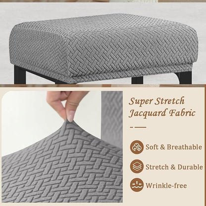 Levoberg Bar Stool Cover Rectangle Stretch Counter Height Barstool Slipcovers Rectangular Vanity Stool Cover Kitchen Counter Saddle Seat Cover for Wooden Metal Bench Set of 4 Light Gray