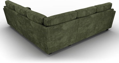 HONBAY Corduroy Convertible Sectional Sofa L Shaped Corner Couch Reversible Sectional Couches for Living Room,Green