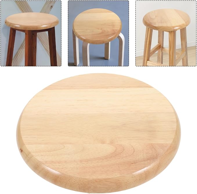 DOITOOL Solid Wood Bar Stool Seat Replacement 11.61 Inch Round Chair Seat Top for Home Office Barstools Seating Part
