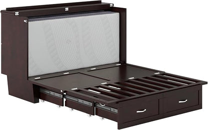 AFI, Monroe Queen Murphy Bed Chest with 6" Mattress, Storage Drawer & Built-in USB Charger, Espresso